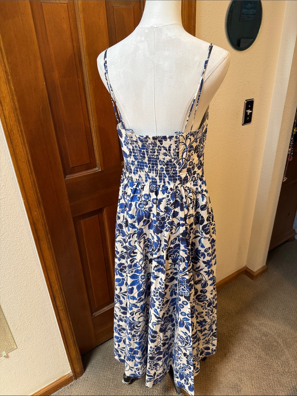 PRICE FIRM La Ligne Blue and White Floral Maxi Dress Size L - Picture 8 of 9